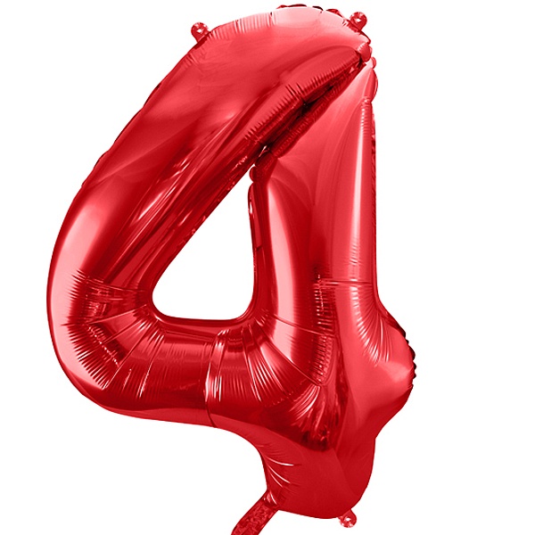 Balónek fóliový číslo 4 červené 85 cm