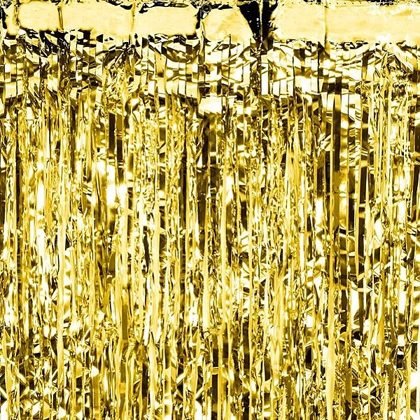 Dekorace závěs fóliový zlatý 90 x 250 cm