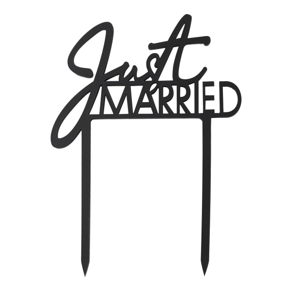 Zápich na dort akrylový Just Married černý 16