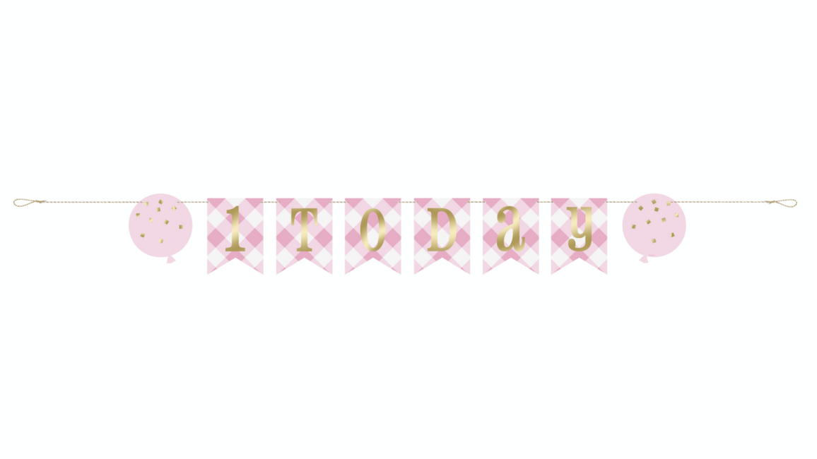 Banner 1.narozeniny holčička růžovo-bílý 182cm