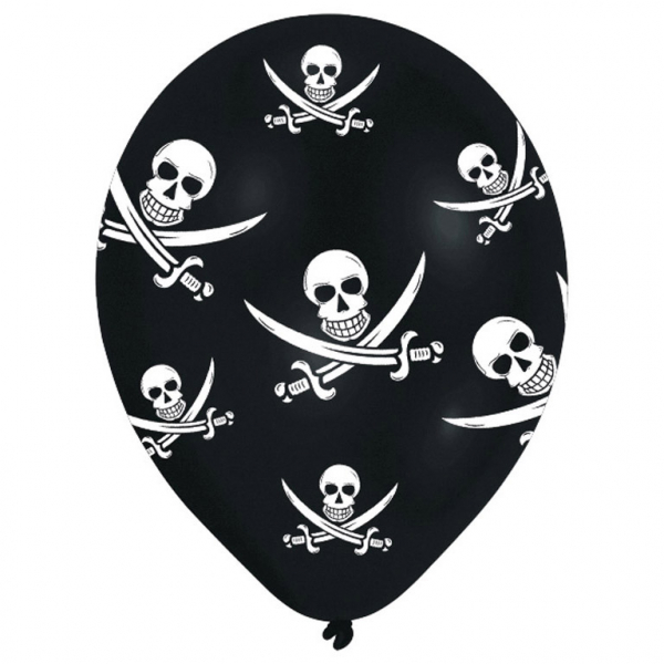 Balónky latexové černé Pirátská Lebka 6 ks