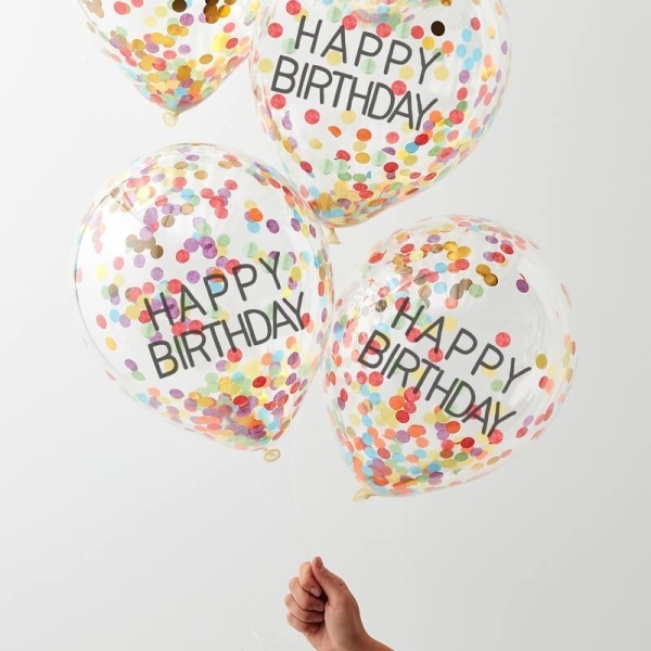 Balónky s barevnými konfetami HB 5 ks