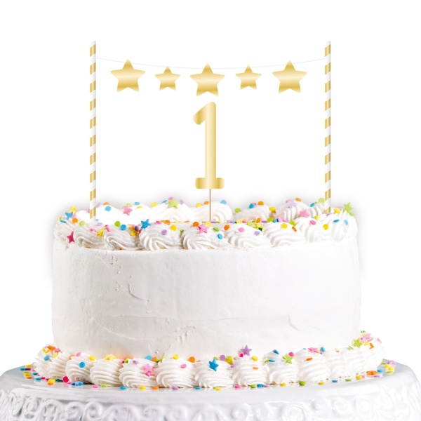 Dekorace na dort 1. narozeniny zlatá