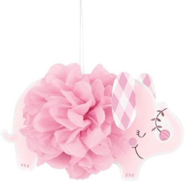 Baby shower Slon růžový - Dekorace závěsná 23 cm 3 ks