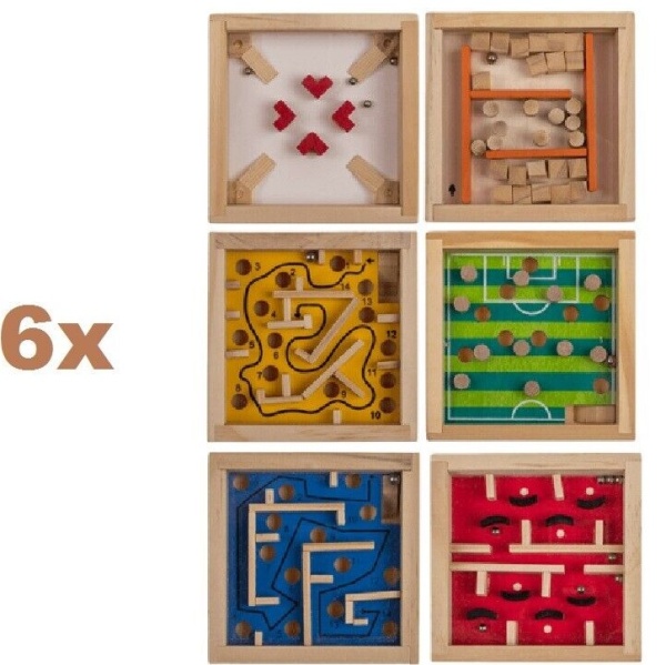 Dřevěná hra Labyrint mix druhů 9 x 9 cm 1ks