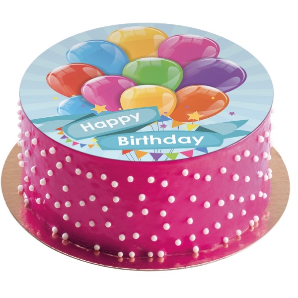 Fondánový list na dort Balónky Happy Birthday bez cukru 15
