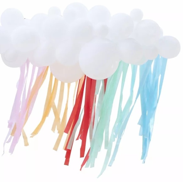 Rainbow party Girlanda balónková mrak s duhovými stuhami