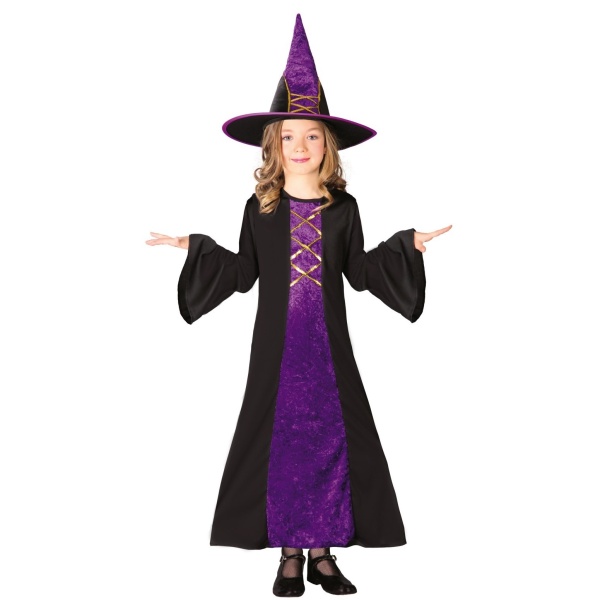 Čarodějnice - Kostým dětský černo-fialový