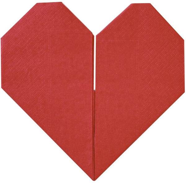 Ubrousky papírové Origami srdce červené 16