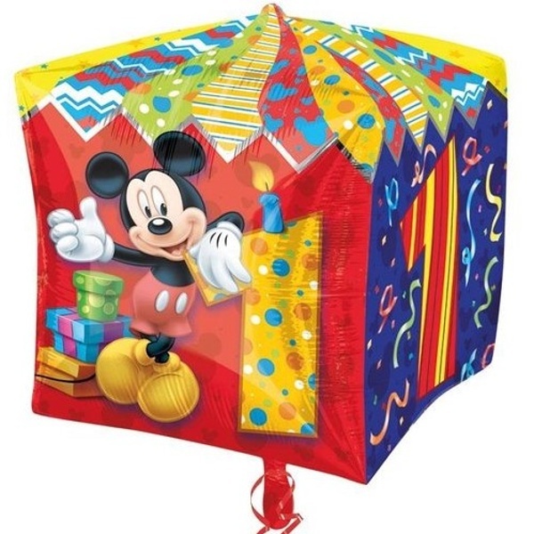 Balónek fóliový Krychle Mickey Mouse 1. narozeniny 38 cm