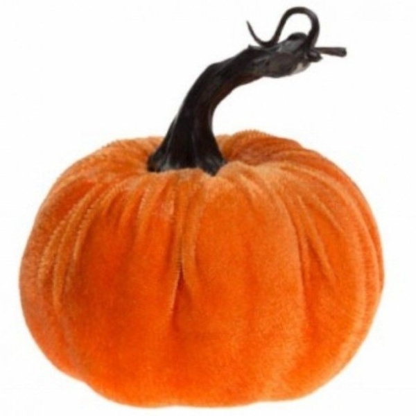 Halloween Happy Dýně sametová oranžová 10 cm