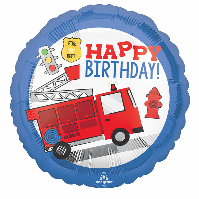 Fóliový balónek Požární auto Happy Birthday 45cm