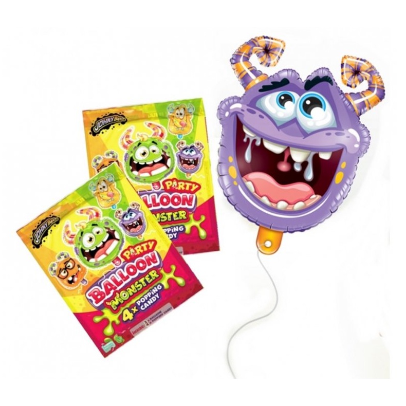 Monster party - Balónky s cukrovinkou 2x 40 cm + 4x 2g prášek