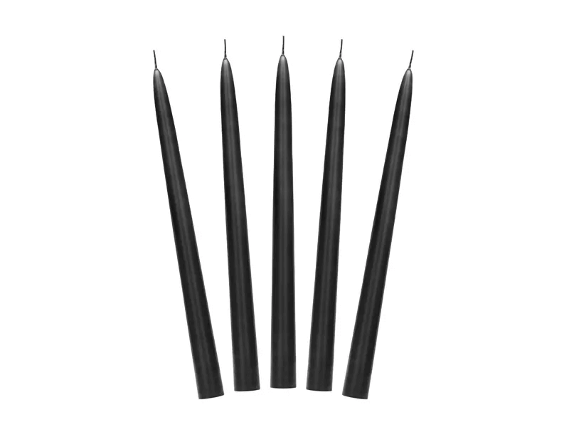 Kónické svíčky černé 24cm 10ks
