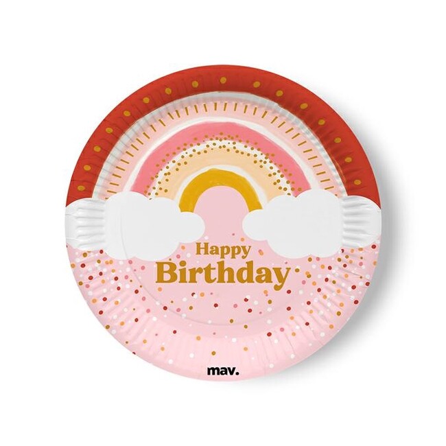 Talířek velký Happy Birthday Rosegold duha 23cm 8ks