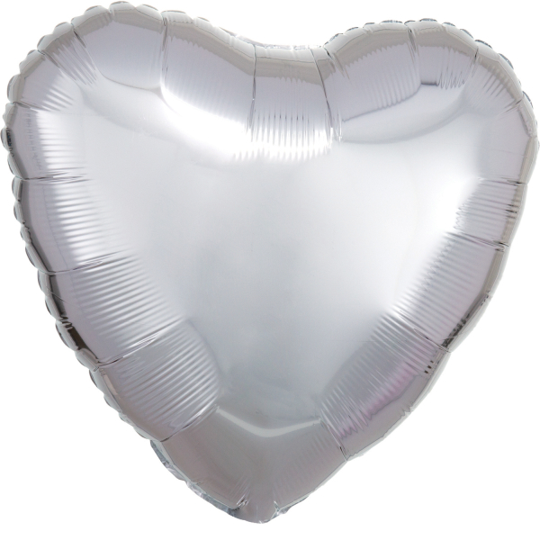 Balónek fóliový srdce metalické stříbrné 43 cm