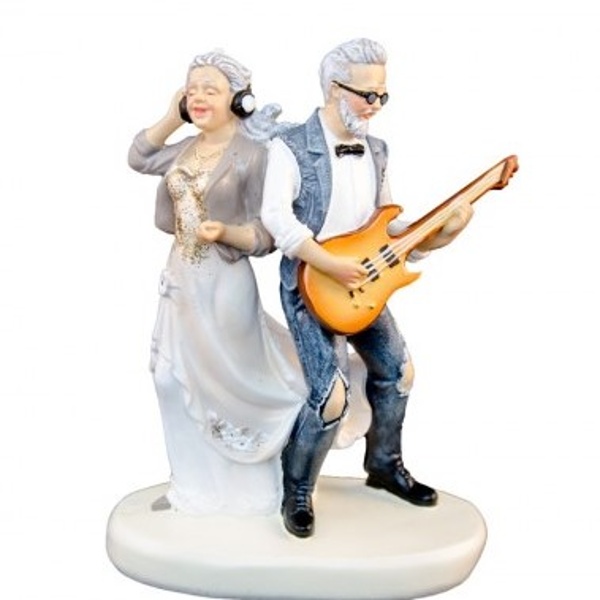Svatební dekorace - Figurka na dort Manželé s kytarou 11 x 5