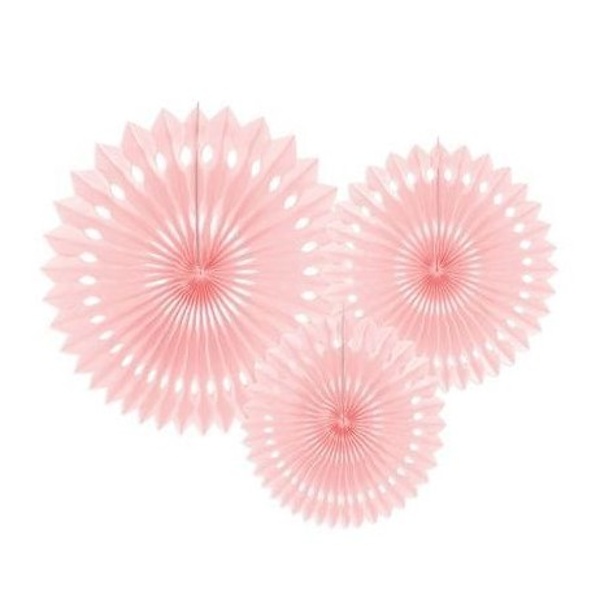 Rozety závěsná dekorace - růžové pudrově 3 ks