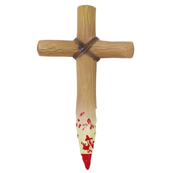 Halloweenská dekorace - Špičatý kříž 30 cm