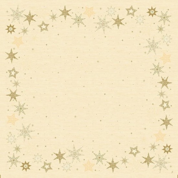 Vánoční ubrus Dunicel světle žlutý se zlatými hvězdami 84 x 84 cm 1ks