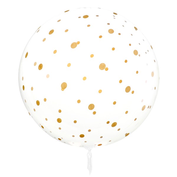 Balónek fóliový transparentní se zlatými skvrnkami 60 cm 1 ks