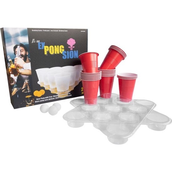 Hra Beer Pong s 22 kelímky a 3 míčky z plastu