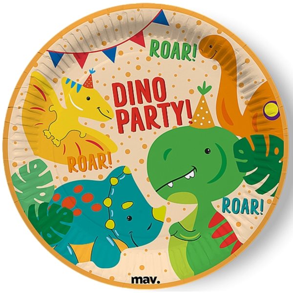 Talíře papírové Dino party Color 22