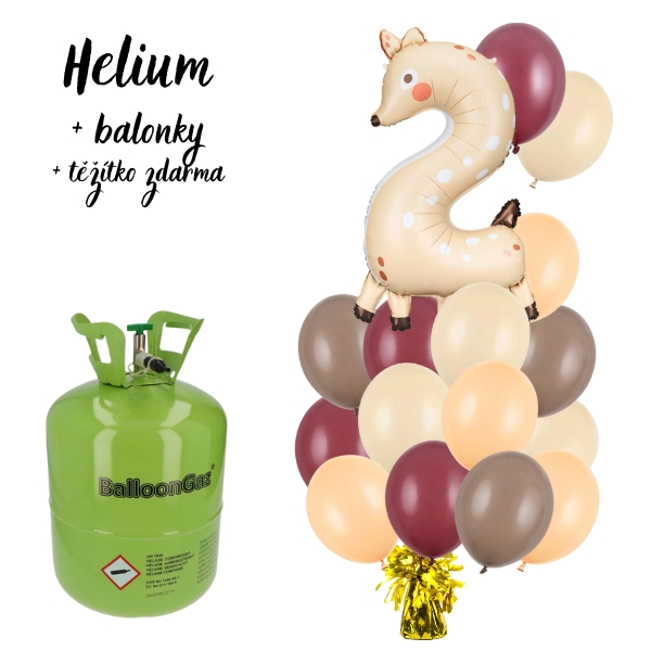 Helium set - 1 srneček 2 + balonkový mix