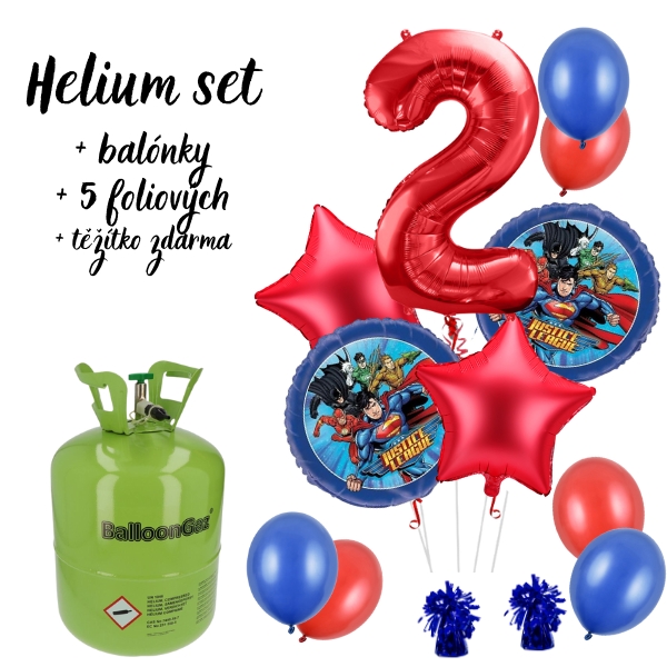 Helium set - Výhodný set helium a balonky Liga spravedlnosti 2