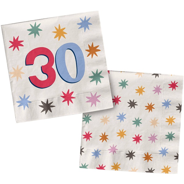 Ubrousky papírové Starburst 30. narozeniny 33 x 33 cm 20 ks
