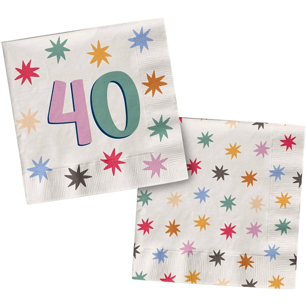 Ubrousky papírové Starburst 40. narozeniny 33 x 33 cm 20 ks