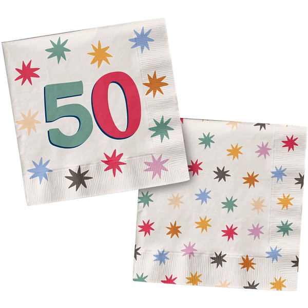 Ubrousky papírové Starburst 50. narozeniny 33 x 33 cm 20 ks