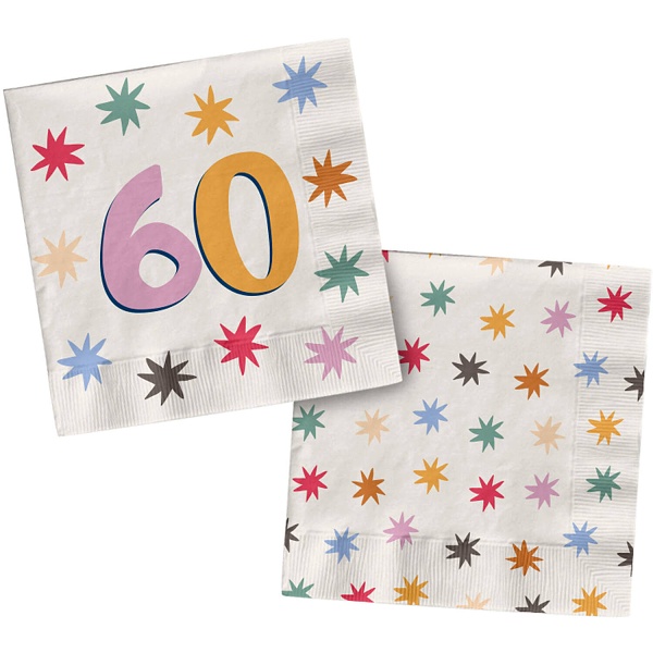 Ubrousky papírové Starburst 60. narozeniny 33 x 33 cm 20 ks