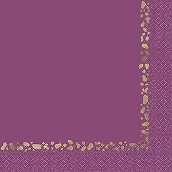 Ubrousky papírové fialové se zlatým dekorem 33 x 33 cm 16 ks