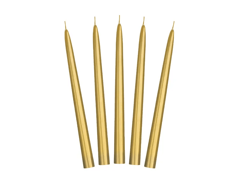 Kónické svíčky zlaté 24cm 10ks