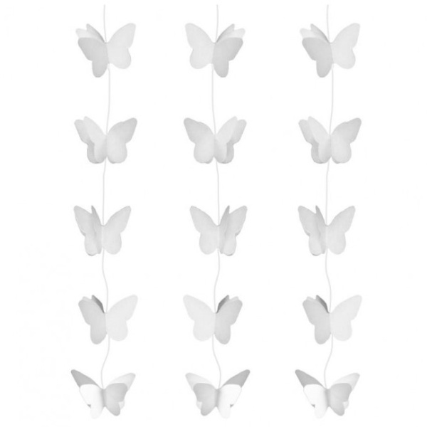 Dekorace závěsná motýlci bílí 2 m x 7