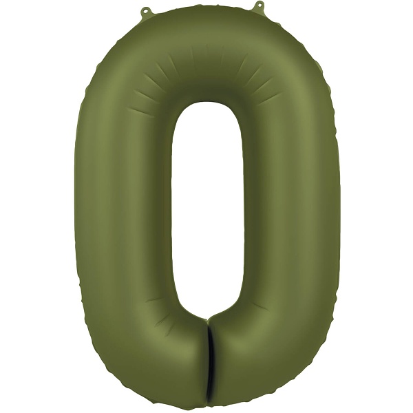 Balónek fóliový číslo 0 Olivově zelená