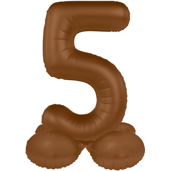 Balónek fóliový samostojný číslo 5 Čokoládově hnědá