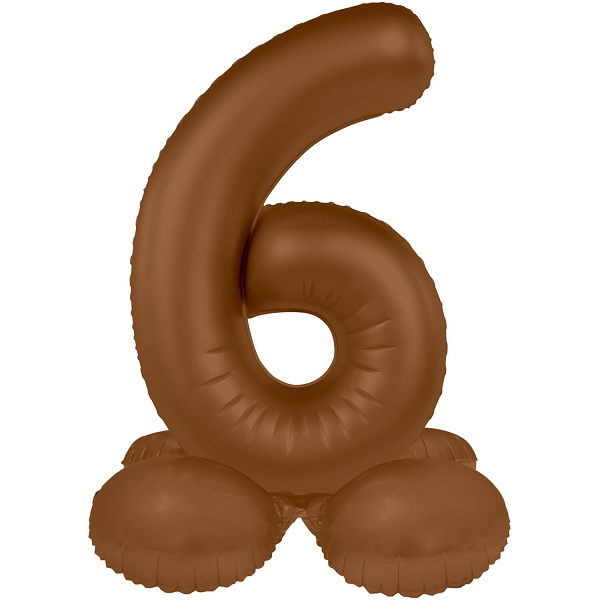 Balónek fóliový samostojný číslo 6 Čokoládově hnědá
