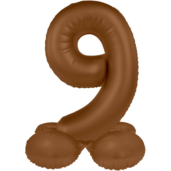 Balónek fóliový samostojný číslo 9 Čokoládově hnědá