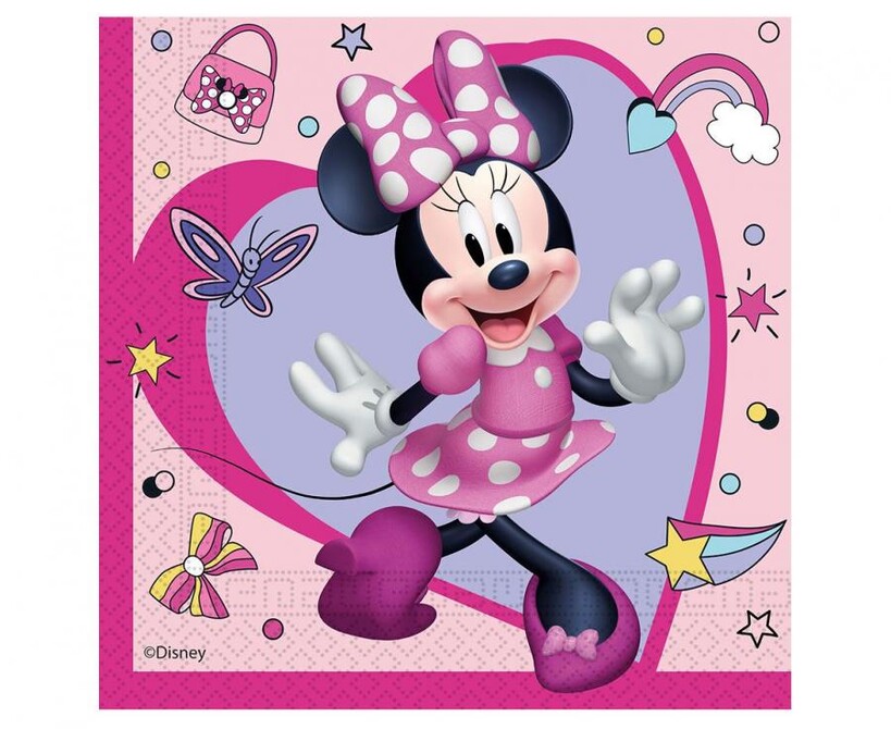 Ubrousky Minnie Mouse fialovo-růžové 33x33cm 20ks